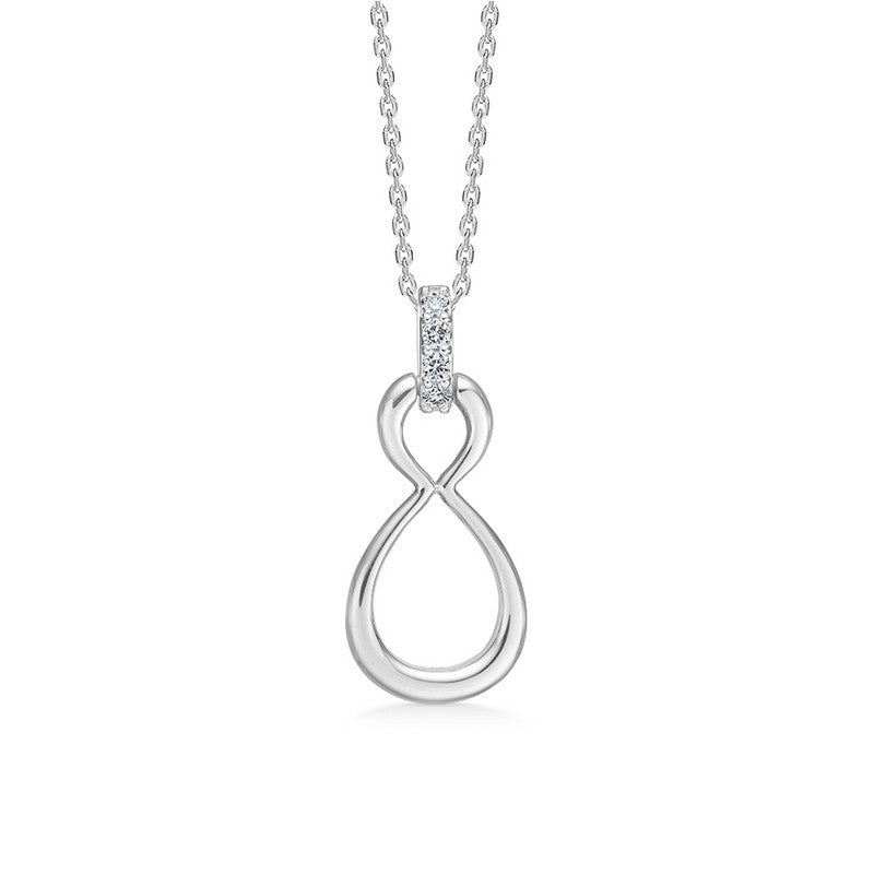 Devotion halskæde fra Mads Z i sterlingsølv med zirkonia vedhæng i elegant infinity-form.